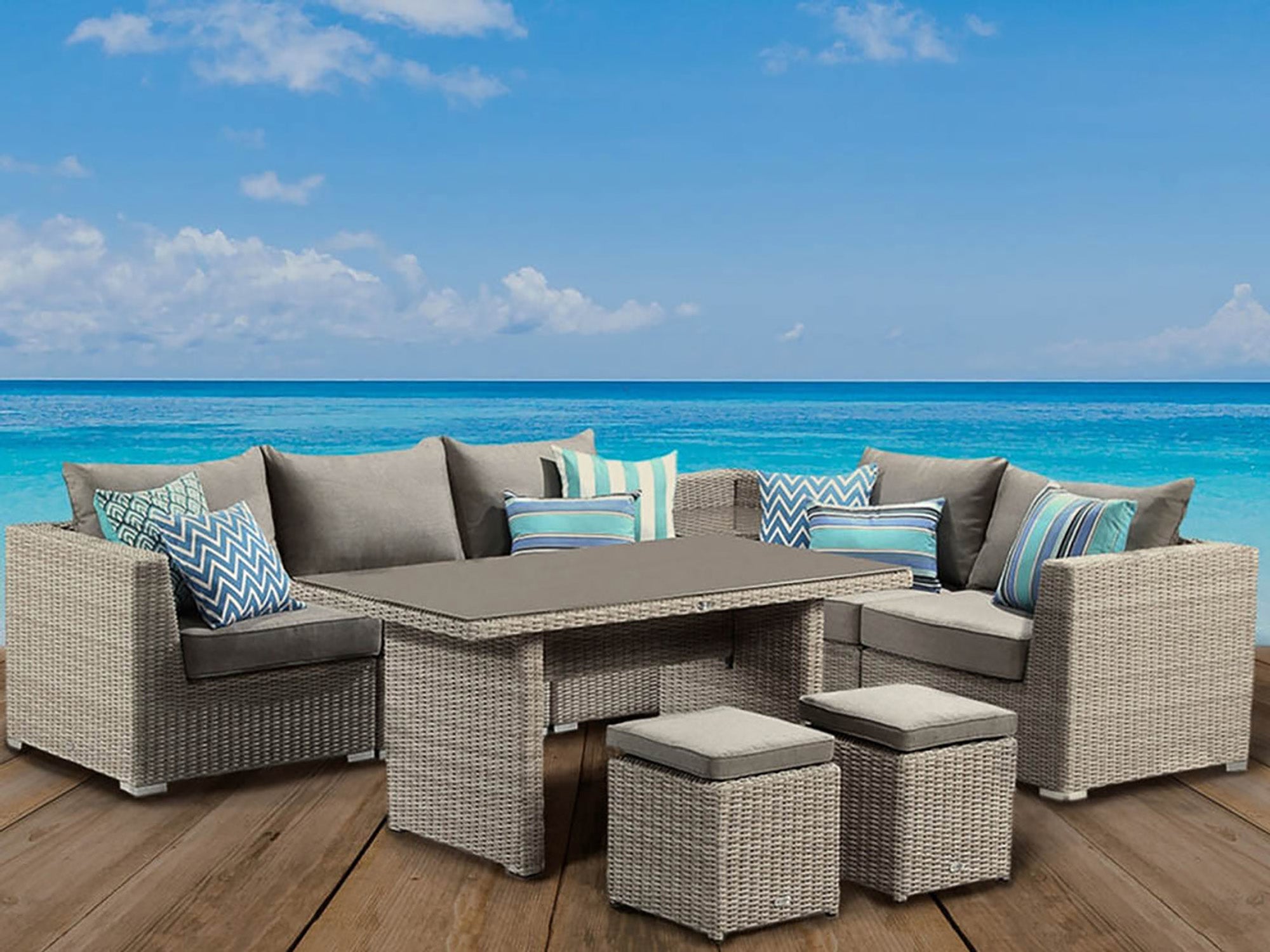 9pc Melbourne Deep Seating Sofa & Loveseat Set, Driftwood and Charcoal 9pc Melbourne Deep Seating Sofa & Loveseat Set, Driftwood and Charcoal