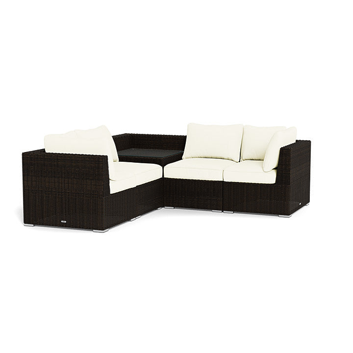 Melbourne 5-Piece Sofa Seating Set, Pecan and Canvas Natural Melbourne 5-Piece Sofa Seating Set, Pecan and Canvas Natural