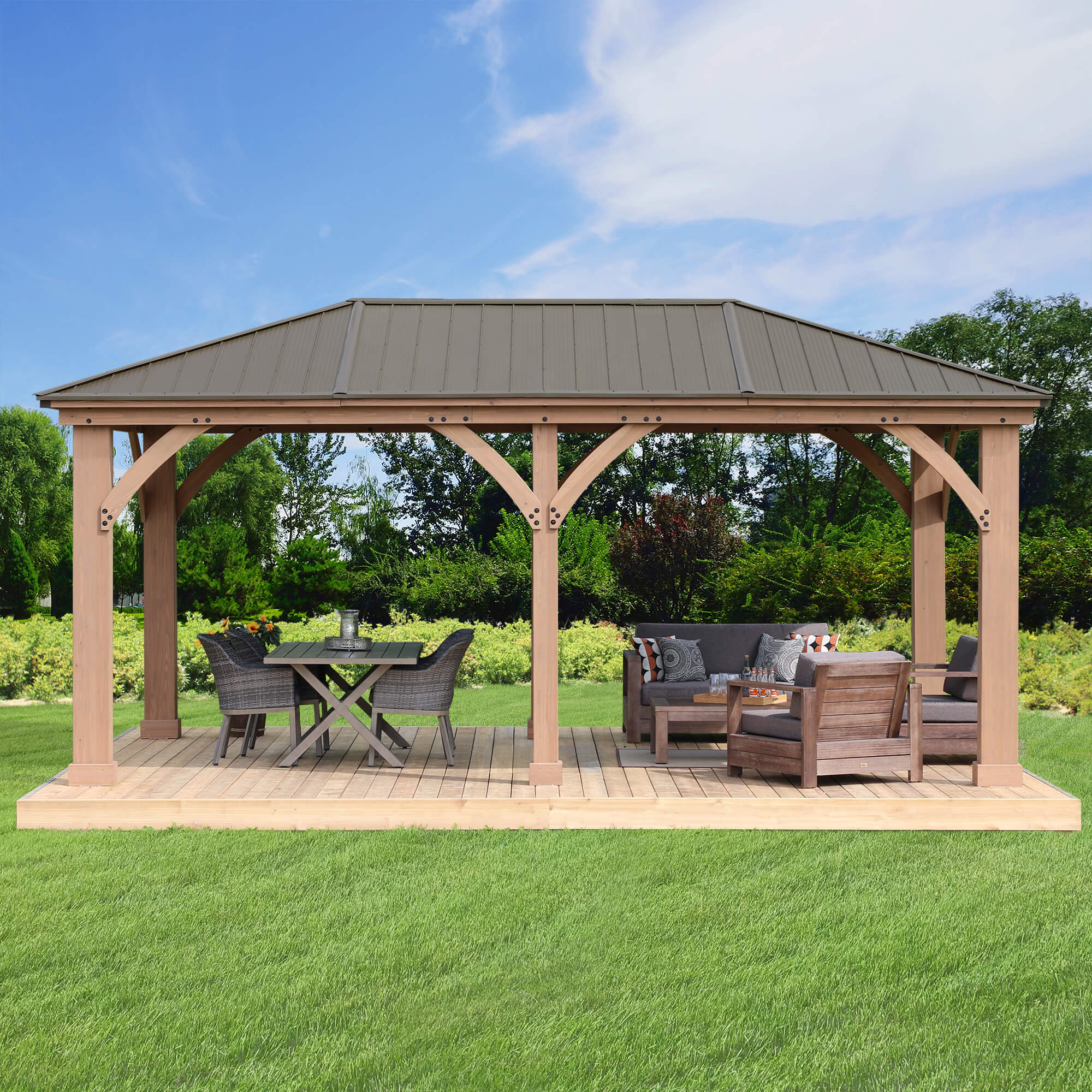 12 x 20 Wood Gazebo with Aluminum Roof (Costco) 12 x 20 Wood Gazebo with Aluminum Roof (Costco)