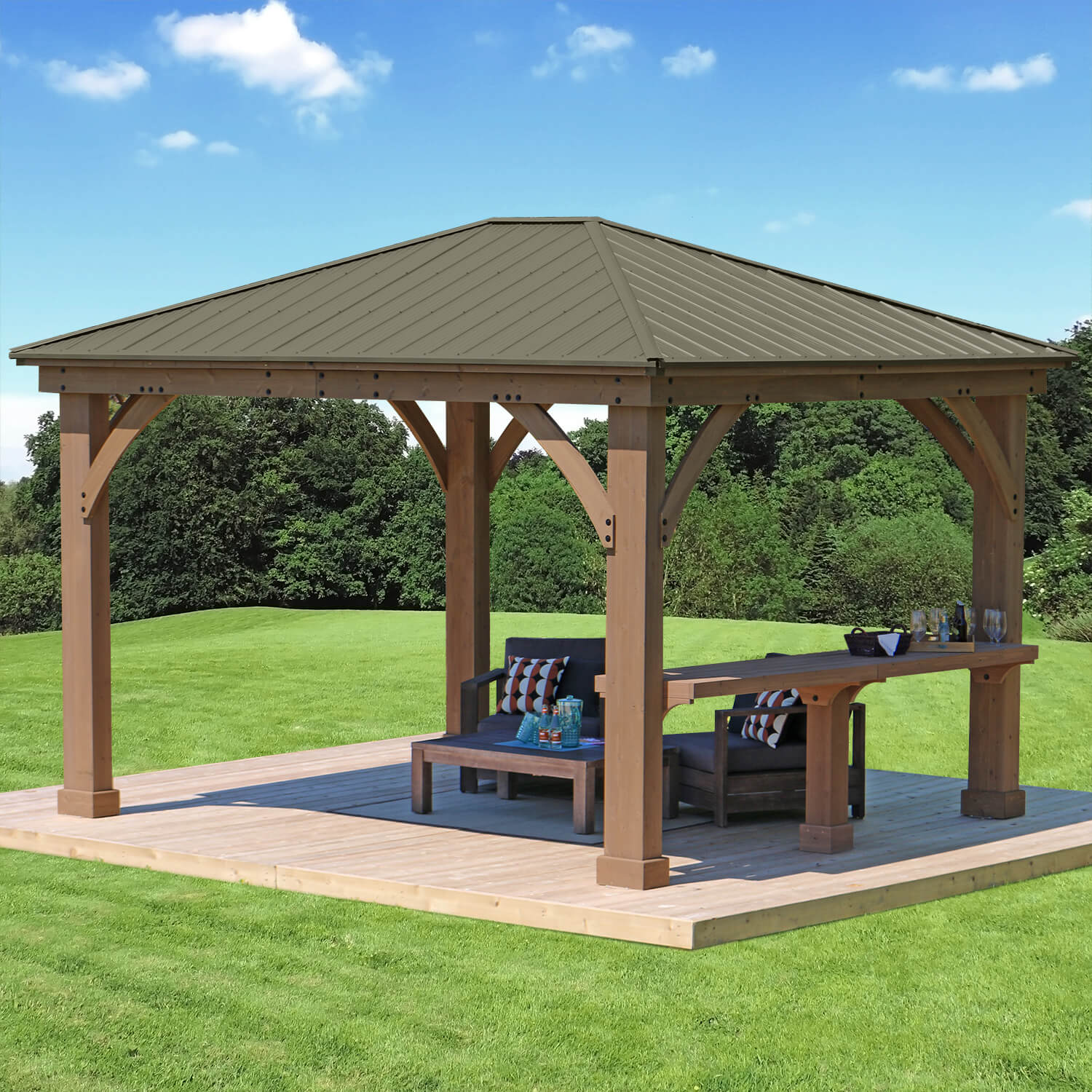 12' Gazebo Wood Counter (Costco) 12' Gazebo Wood Counter (Costco)