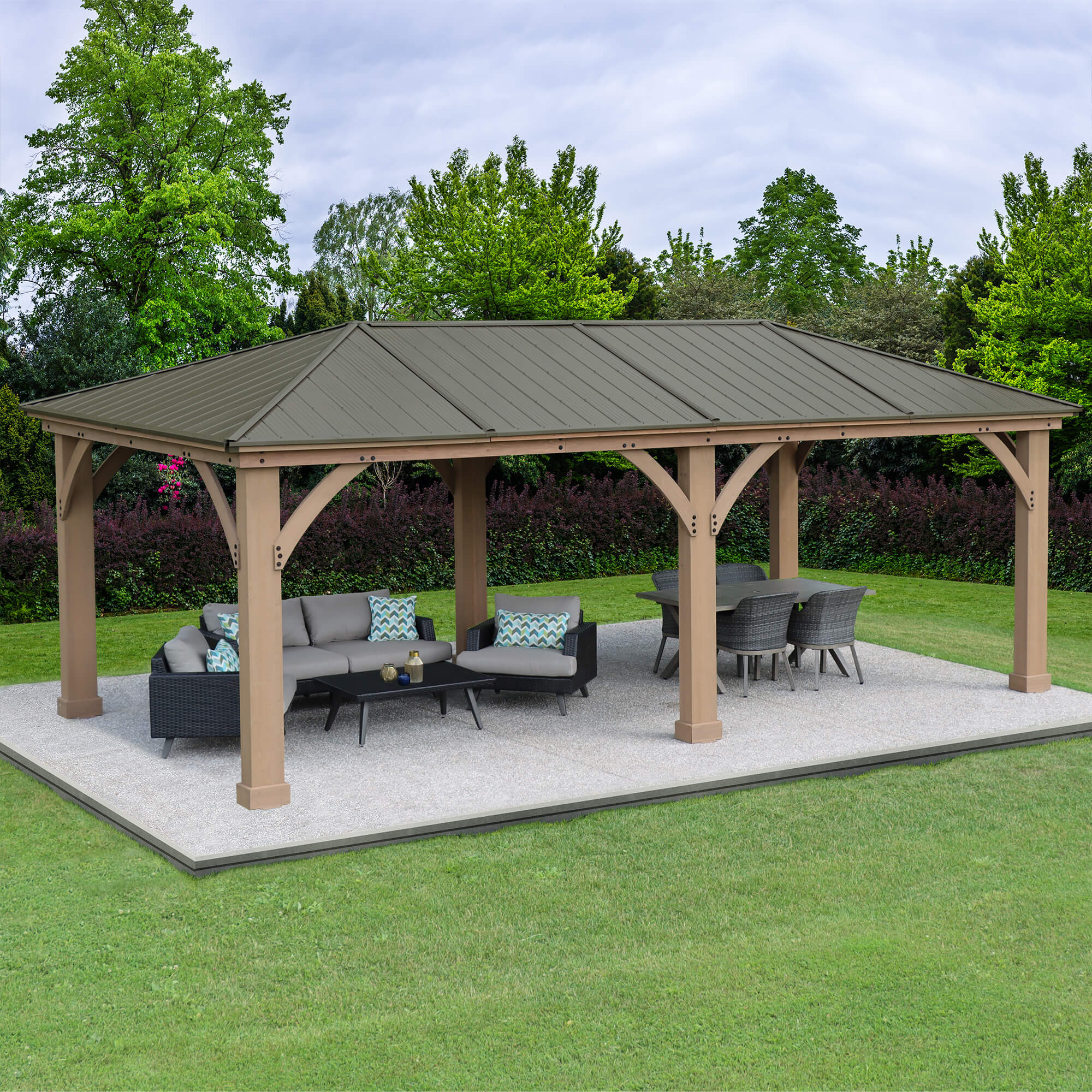 12 x 24 Wood Gazebo With Aluminum Roof (Costco) 12 x 24 Wood Gazebo With Aluminum Roof (Costco)