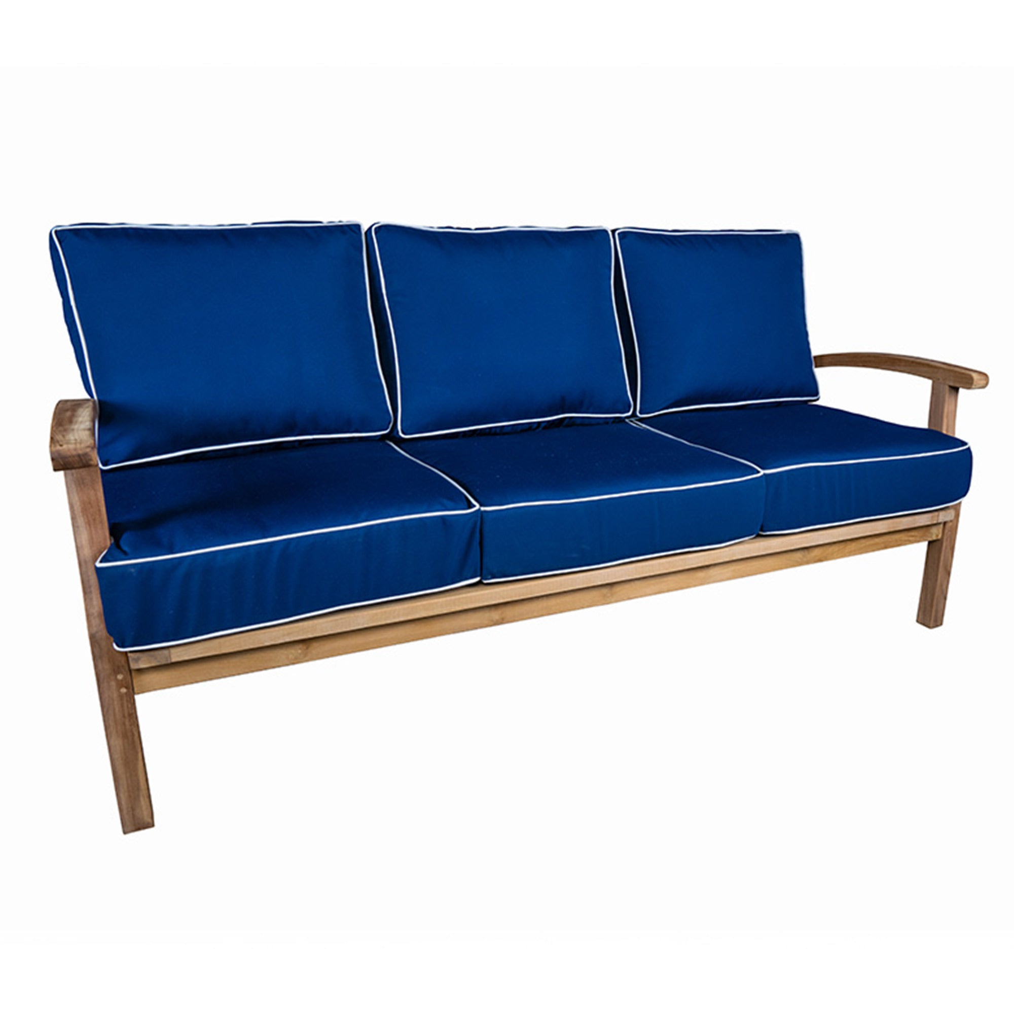 Indonesian Teak Sofa - Sunbrella Canvas Navy Indonesian Teak Sofa - Sunbrella Canvas Navy