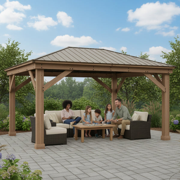 12 x 16 Wood Gazebo With Aluminum Roof (Costco)
