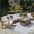 5pc Indonesian Teak Sofa and Fire Table Set, Sunbrella Canvas