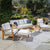 6pc Indonesian Teak Sofa Set, (2 Ottomans) Sunbrella Canvas