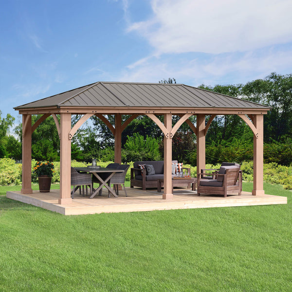 12 x 20 Wood Gazebo with Aluminum Roof