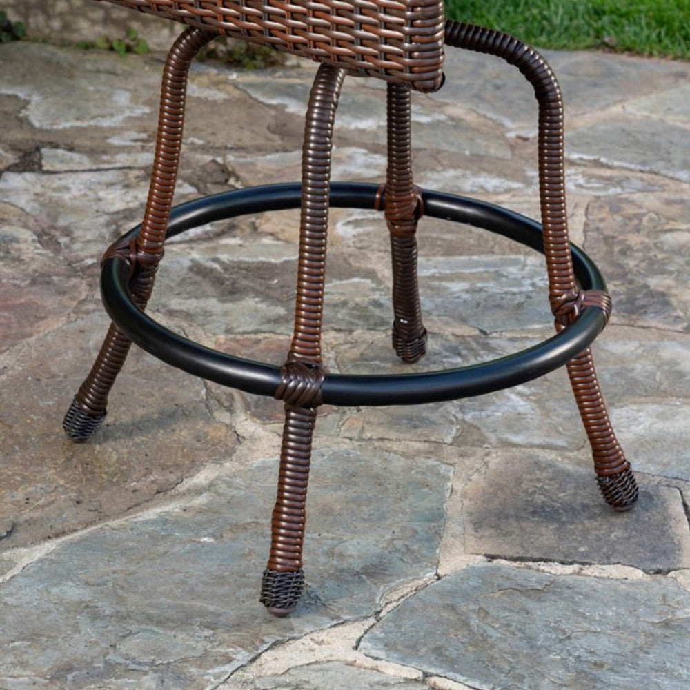 Sea Pines Outdoor Wicker 3pc Bar Set (Tortoise + Canvas)