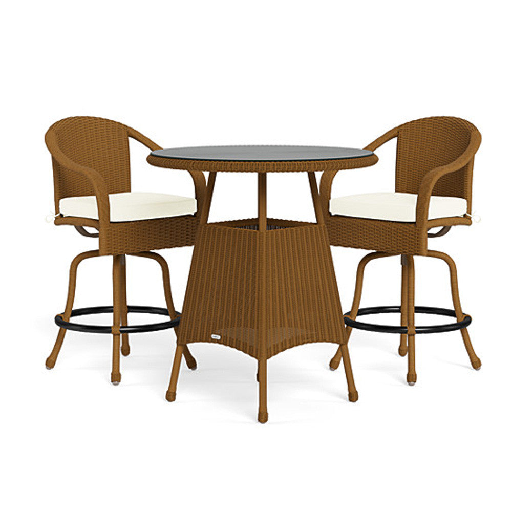 Sea Pines Outdoor Wicker 3pc Bar Set (Tortoise + Canvas)