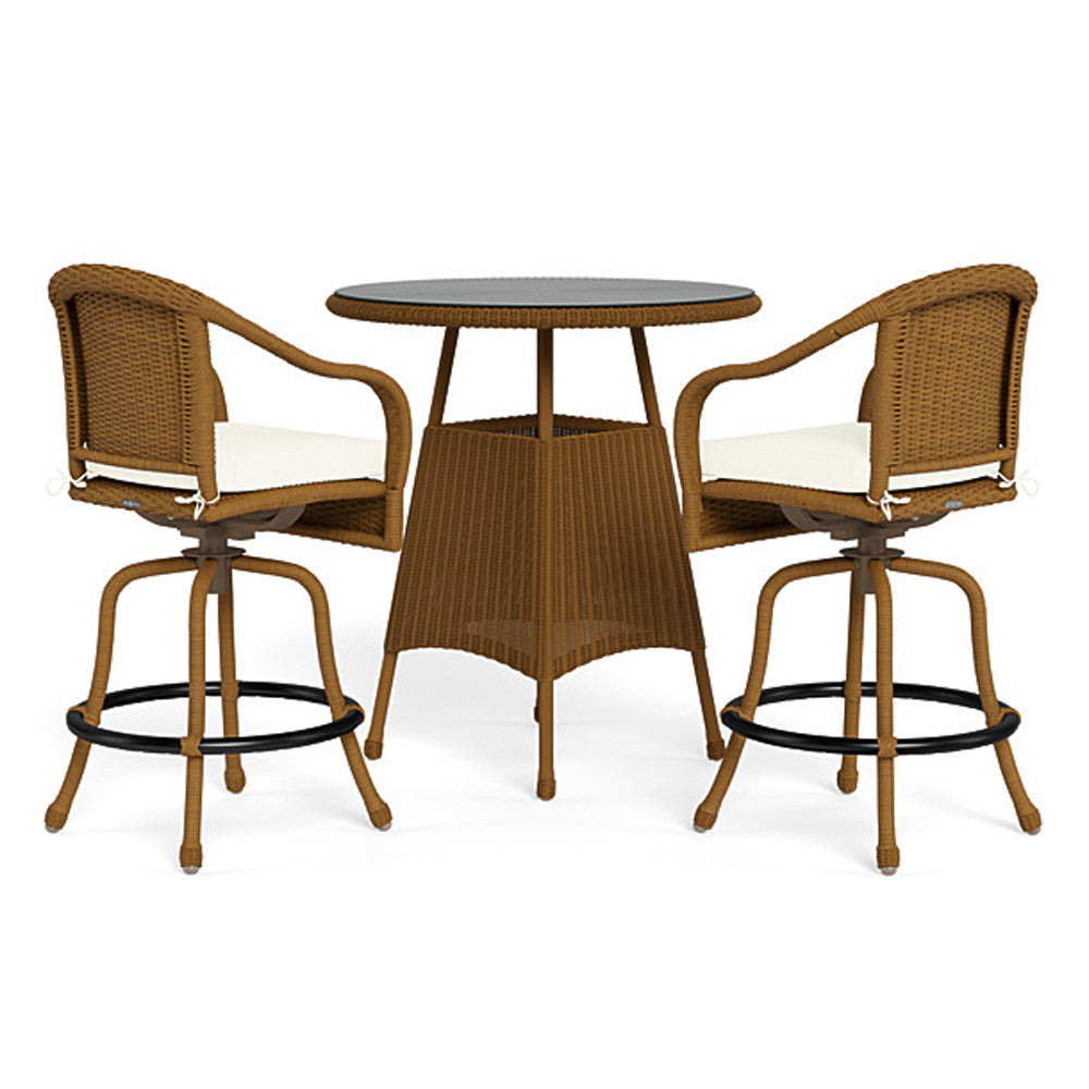 Sea Pines Outdoor Wicker 3pc Bar Set (Tortoise + Canvas)