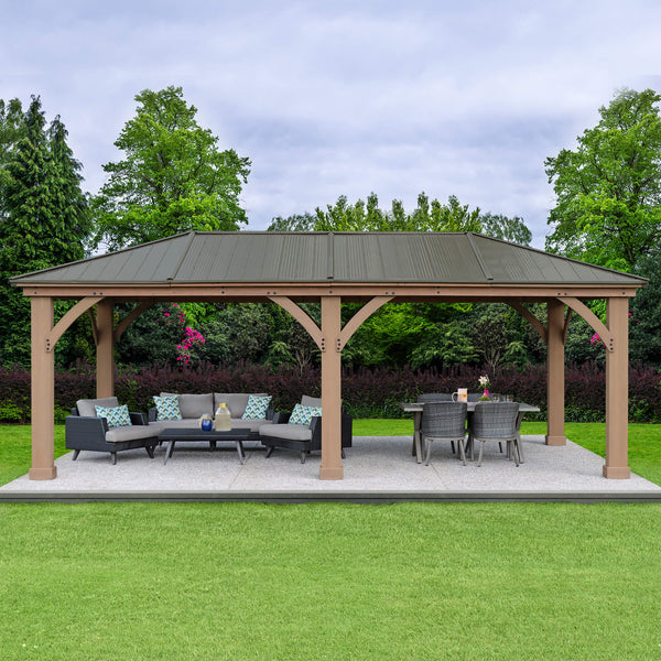 12 x 24 Wood Gazebo With Aluminum Roof