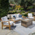 5pc Indonesian Teak Loveseat and Fire Table Set, Sunbrella Canvas