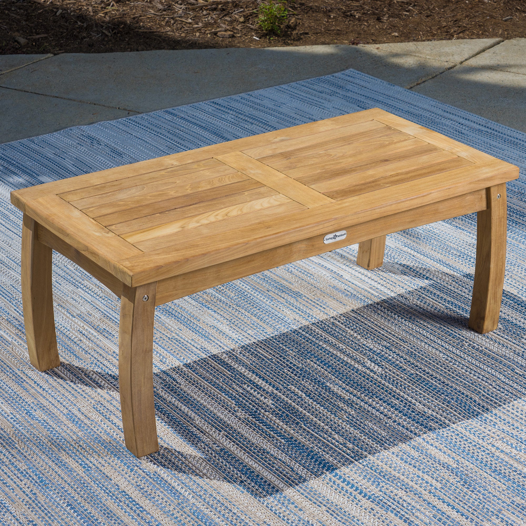 6pc Indonesian Teak Sofa Set, (1 Ottoman, 1 Side Table) Sunbrella Canvas