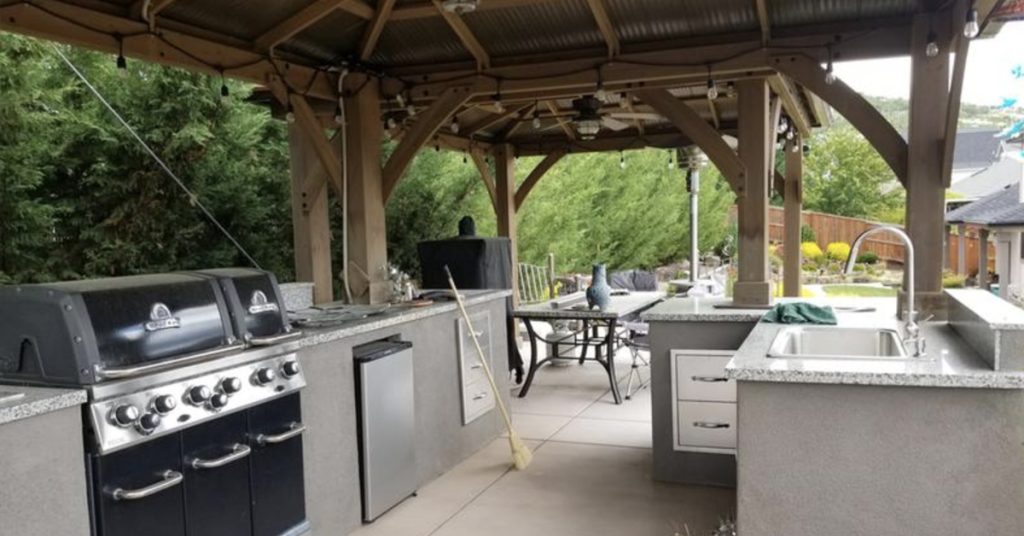 I built a BBQ kitchen‍ for the first one and a dining area around the second