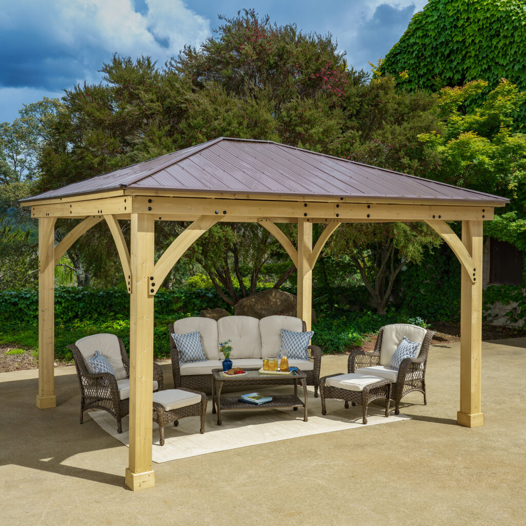 12 x 14 Meridian Gazebo Bundle with Rio Vista 6 Piece Sofa Set and ...